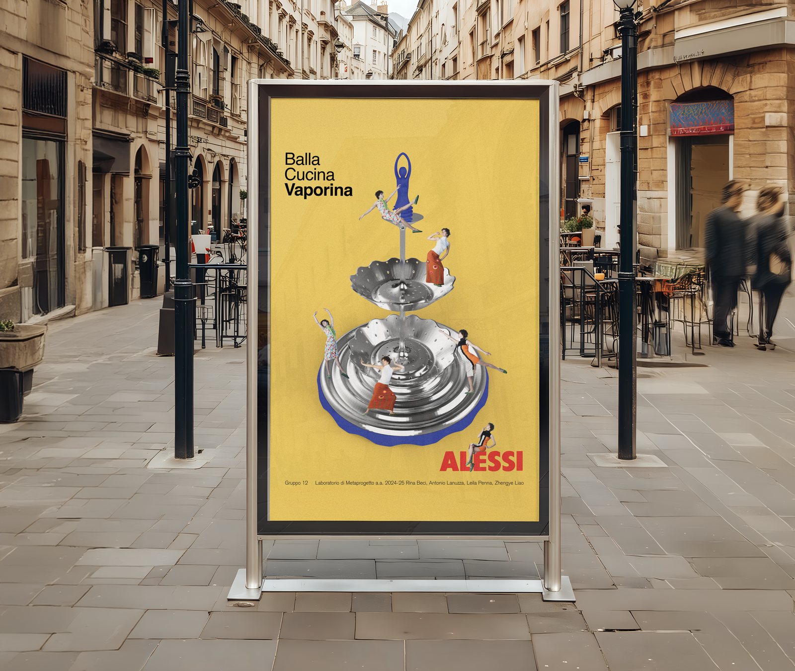 Vaporina poster for Alessi on a street billboard