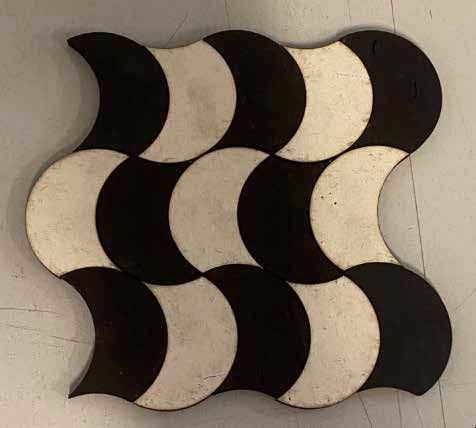 Black and white interlocking curved tiles